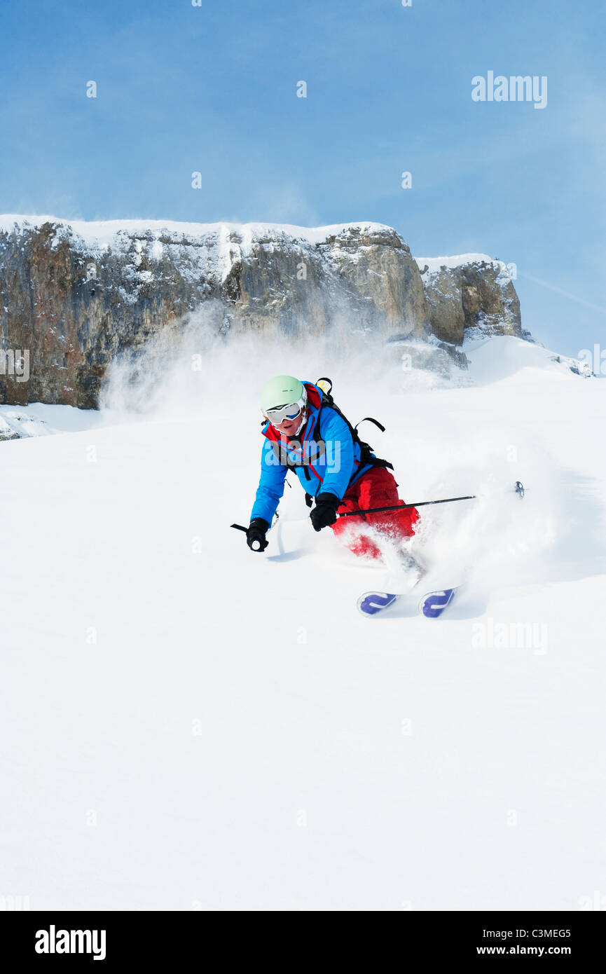 L'Autriche, ski Femme, Kleinwalsertal Banque D'Images