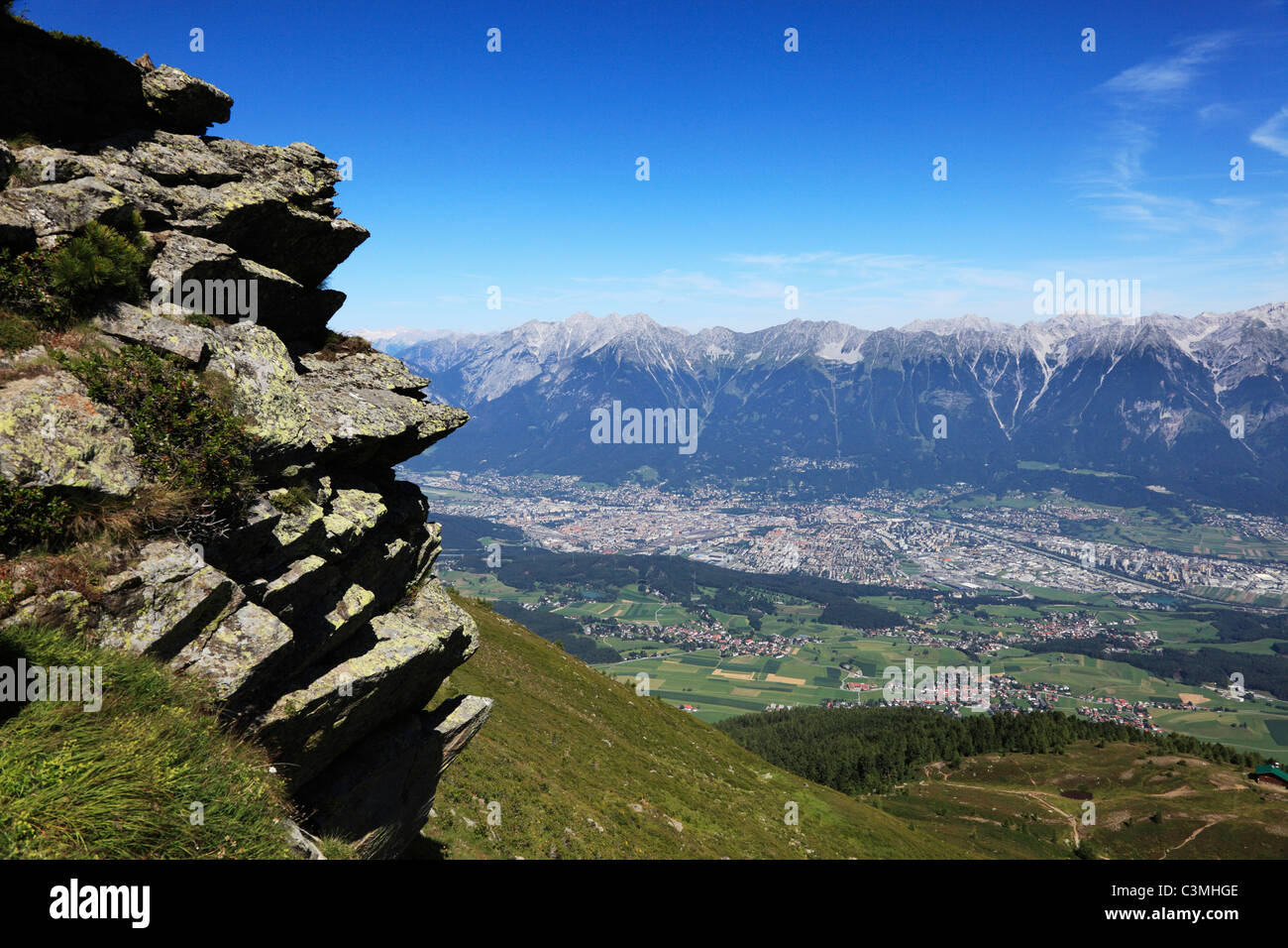 Autriche, Tyrol, voir des montagnes du Karwendel Banque D'Images