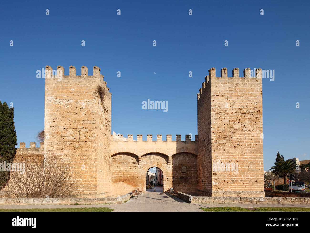 Porta de Sant Sebastià, Alcudia, Majorque, Iles Baléares, Espagne, vue de la forteresse Banque D'Images