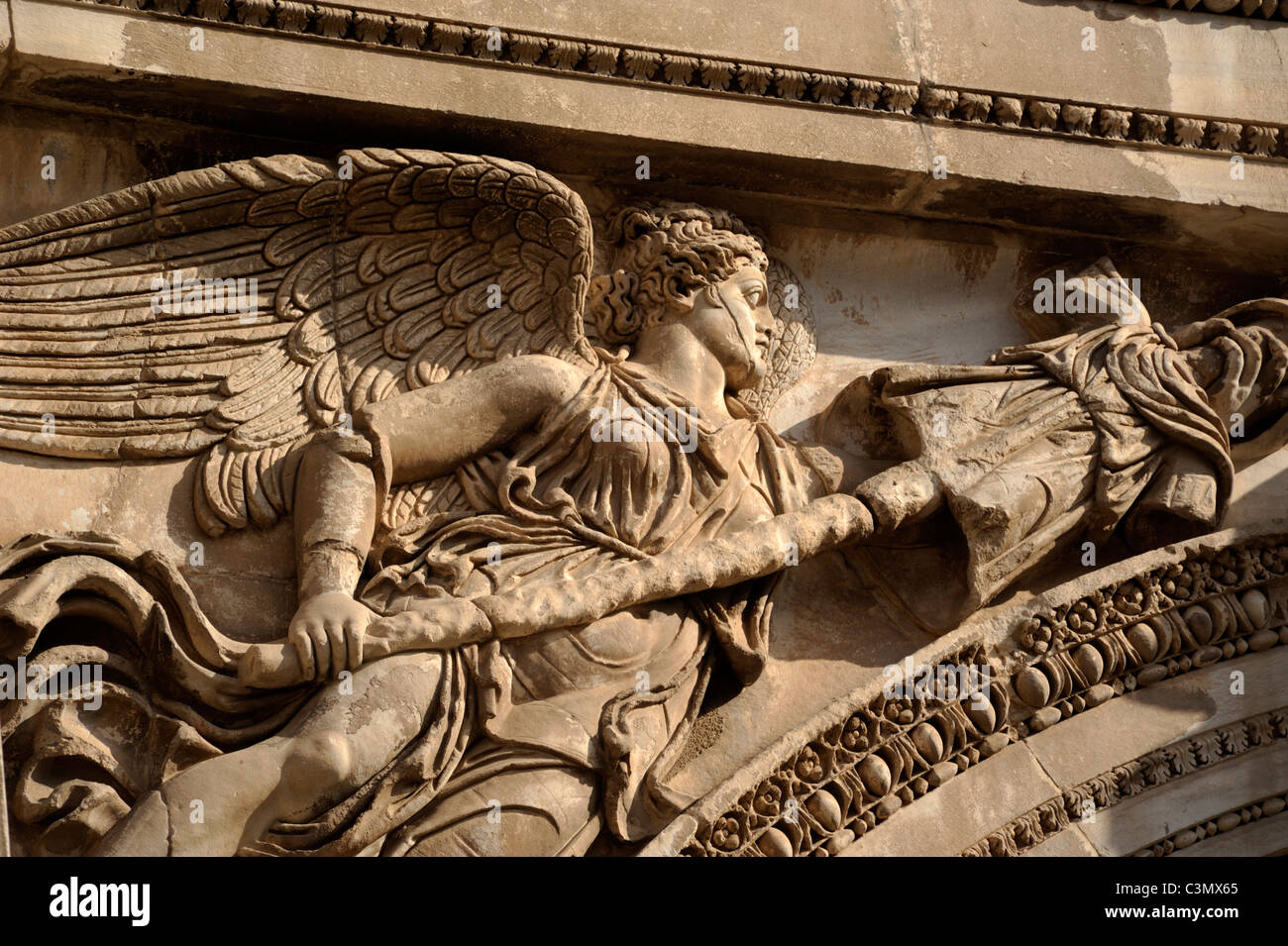 Italie, Rome, Forum romain, arc de Septime sévère, détail bas relief Banque D'Images