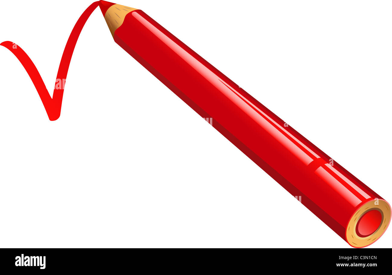 Les marques de crayon rouge Banque D'Images