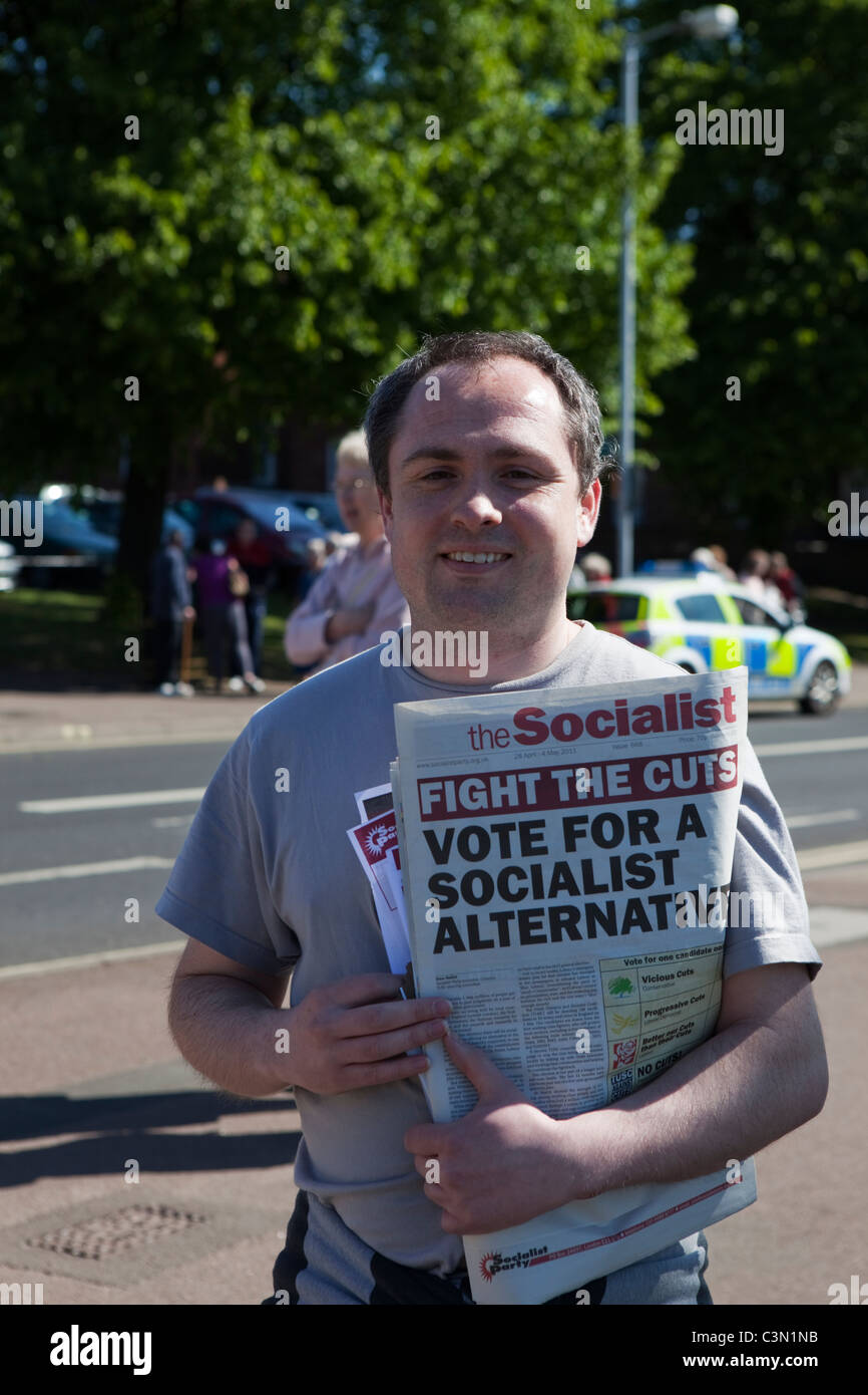 Chesterfield Les syndicats peuvent en mars Jour Marché de Chesterfield Derbyshire ville Angleterre East Midlands Banque D'Images