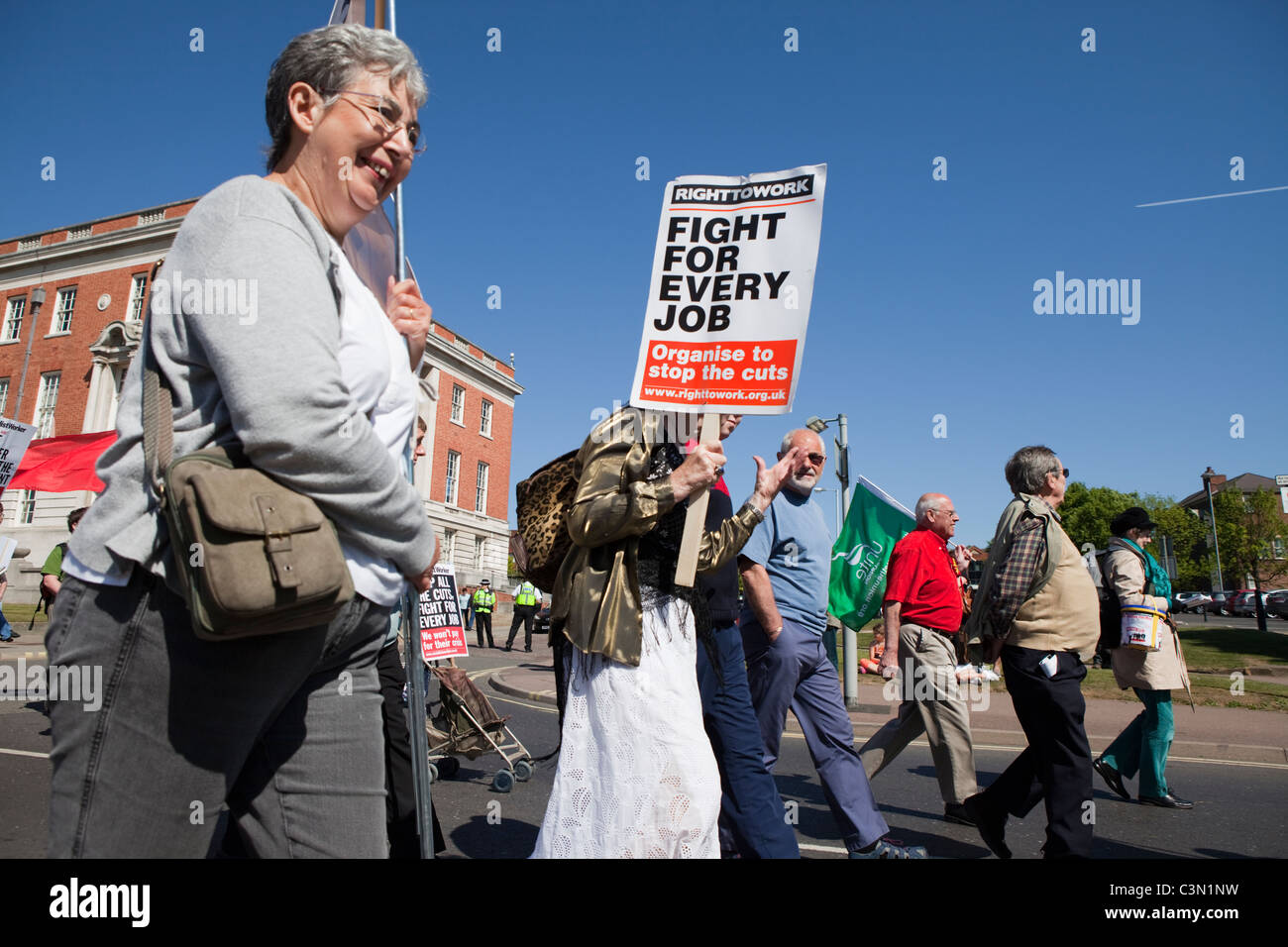 Chesterfield Les syndicats peuvent en mars Jour Marché de Chesterfield Derbyshire ville Angleterre East Midlands Banque D'Images