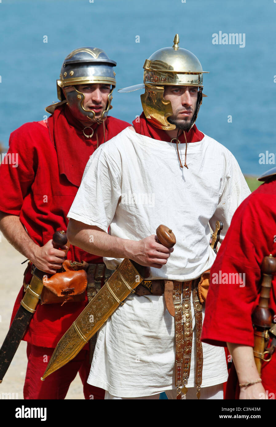Les soldats romains à l'Escala, Catalogne, Espagne Banque D'Images