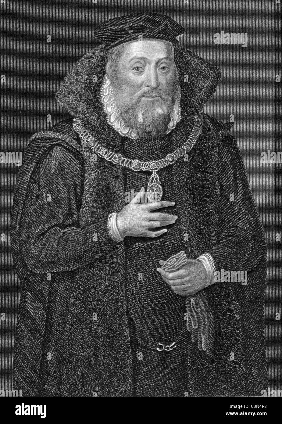 James Hamilton, duc de Châtellerault et 2e comte d'Arran (1516-1575) gravure de 1838 sur. Noble écossais. Banque D'Images