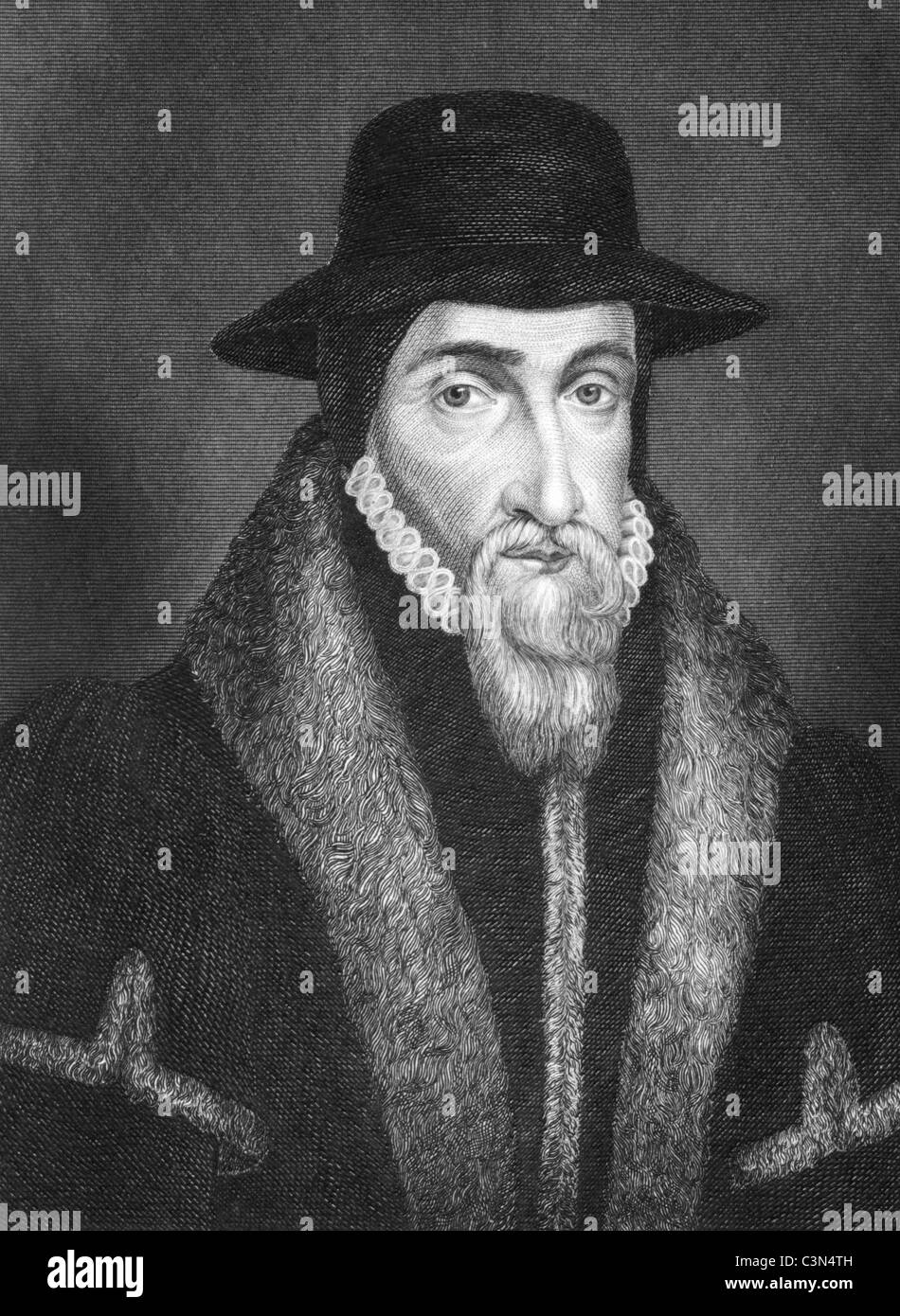 John Foxe (1517-1587) gravure de 1844 sur. L'historien anglais et martyrologist. Publié par J.Tallis & Co. Banque D'Images