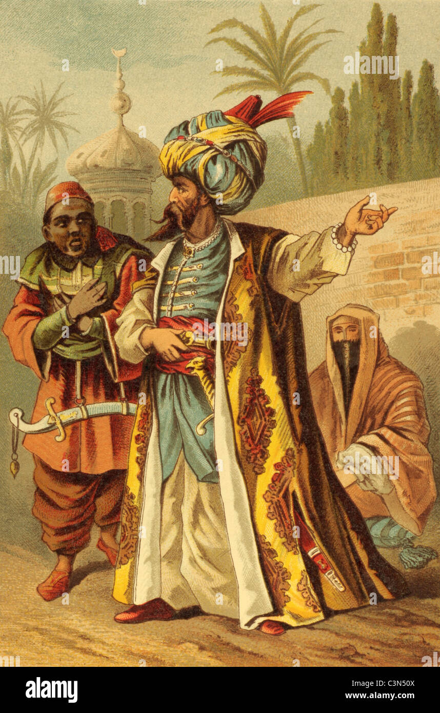 Musulman en turban gravée par A.Gatternight. Banque D'Images