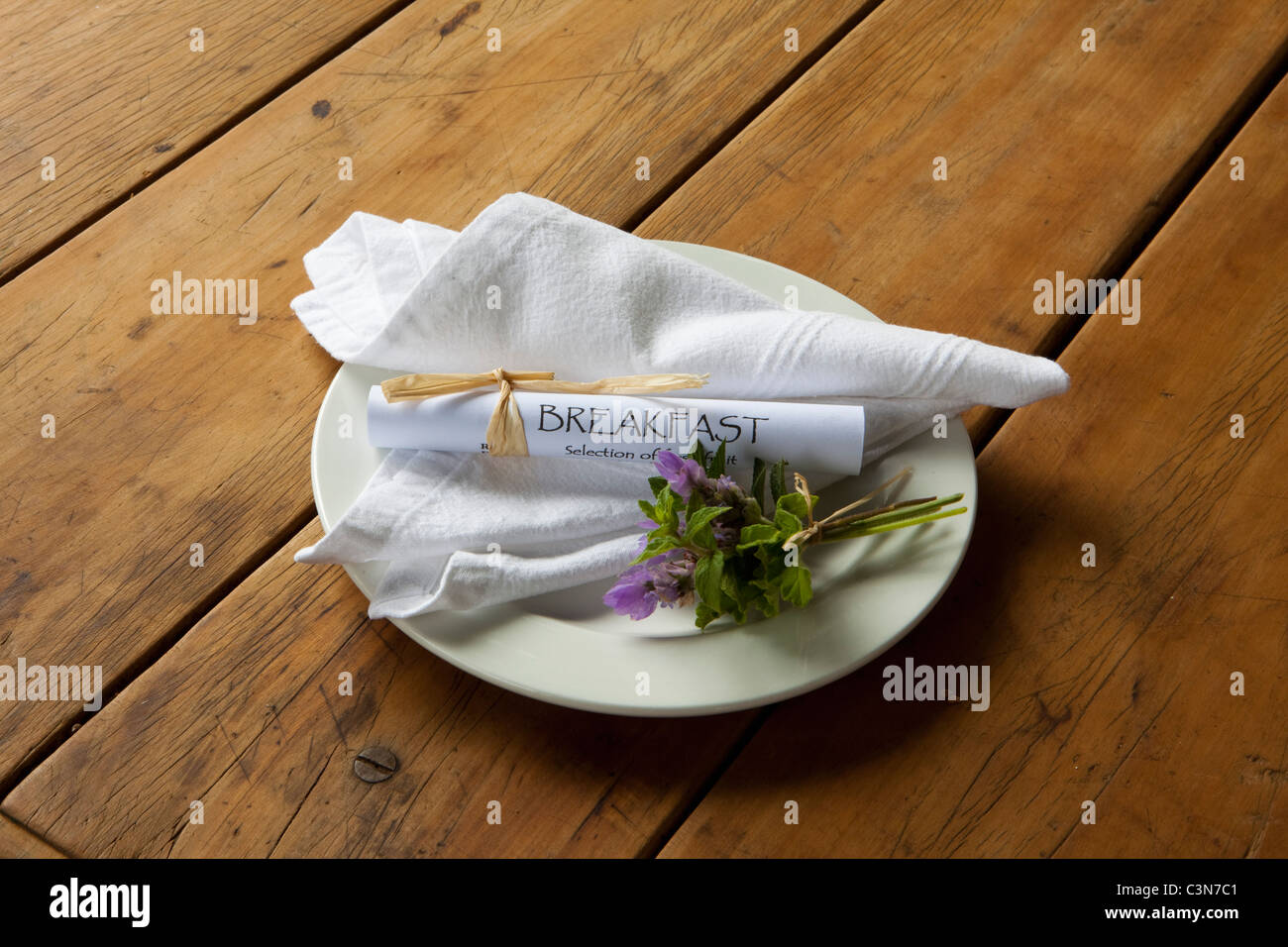 L'Afrique du Sud, Western Cape, Calitzdorp, Red Mountain. Assiette petit-déjeuner. Banque D'Images