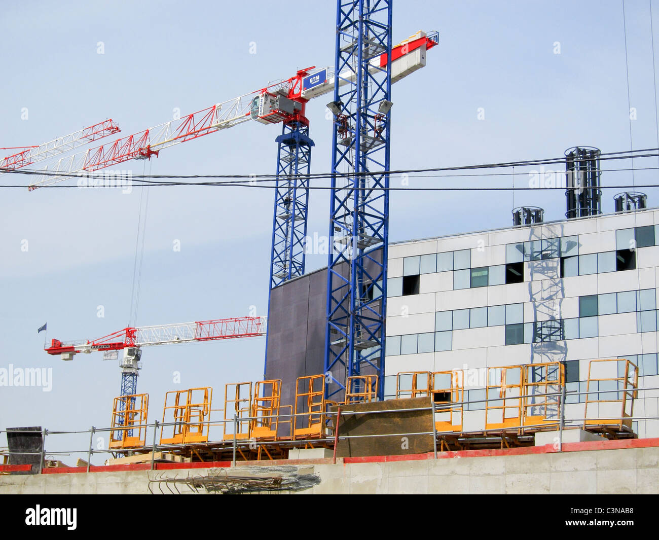 Paris, France, détail, grues sur chantier, Seine Rive gauche, dépenses publiques en France Banque D'Images