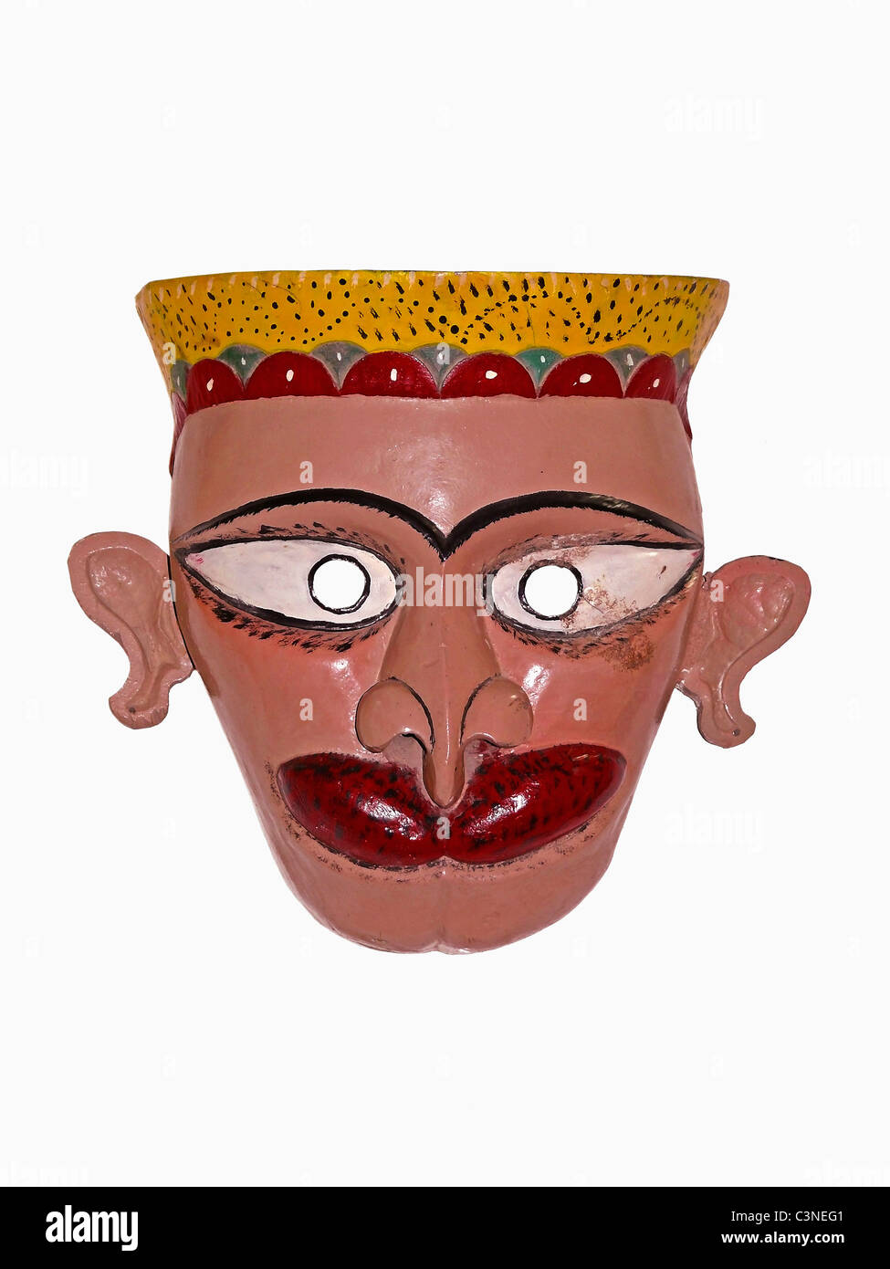 Masque de théâtre traditionnel ancien dans un musée, le Madhya Pradesh, Inde Banque D'Images