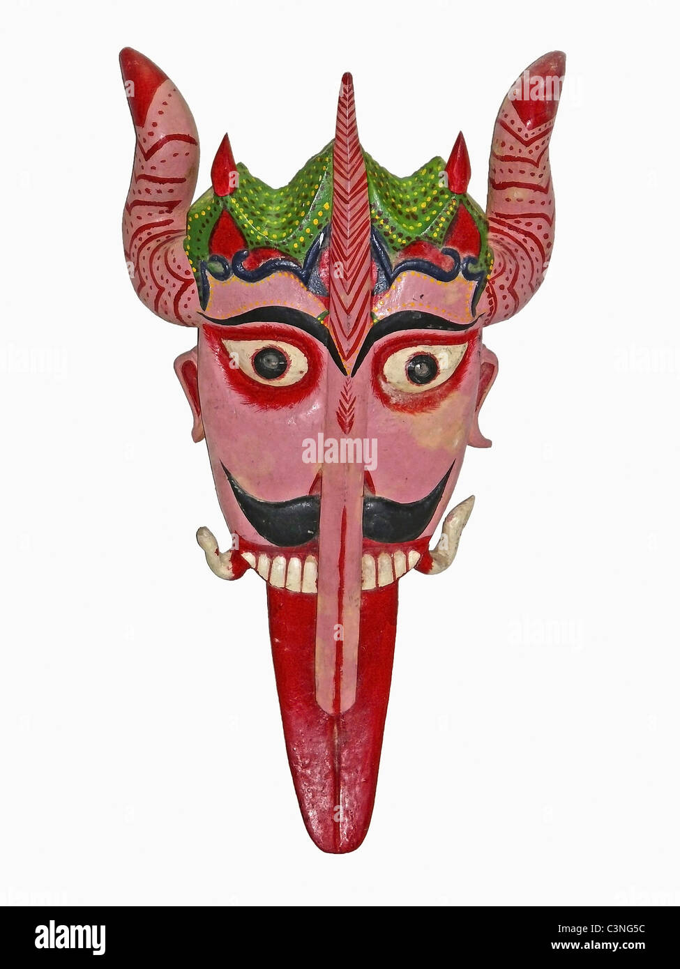 Masque de théâtre traditionnel ancien dans un musée, le Madhya Pradesh, Inde Banque D'Images