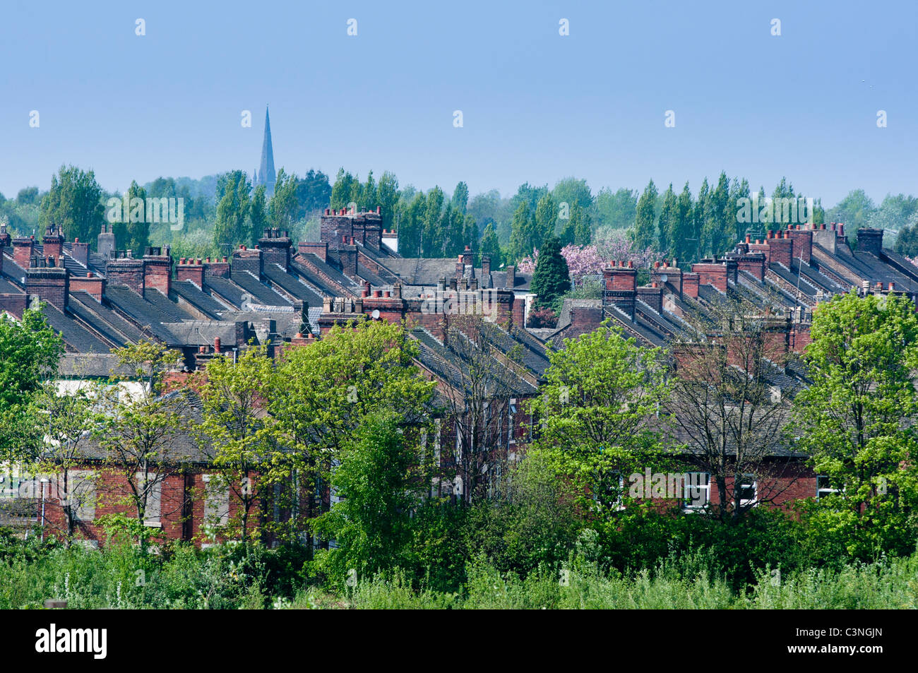 Terrasses des maisons près du centre-ville de Stoke on Trent, Staffordshire, Royaume-Uni Banque D'Images