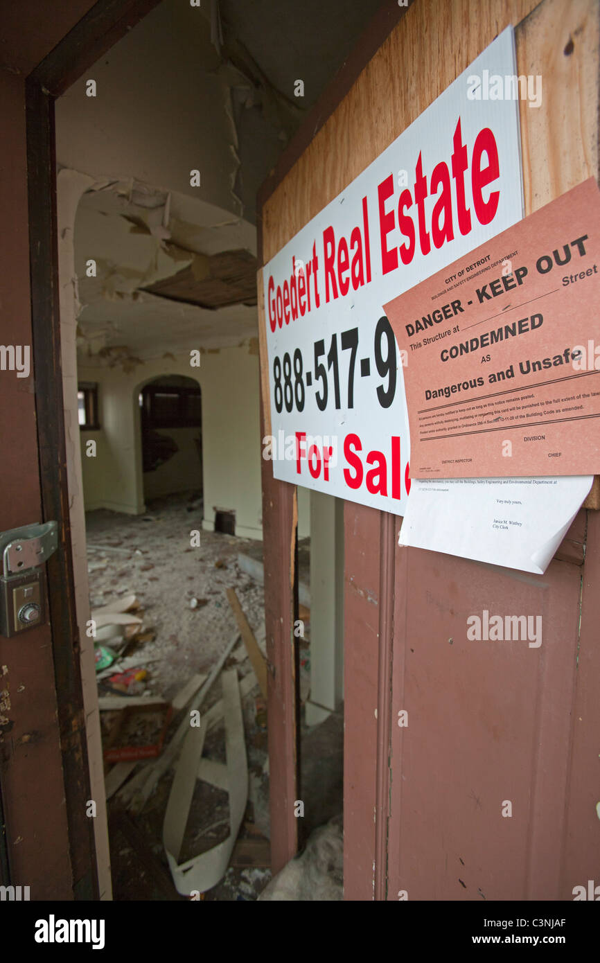 Abandonné et condamné Accueil à Detroit Banque D'Images