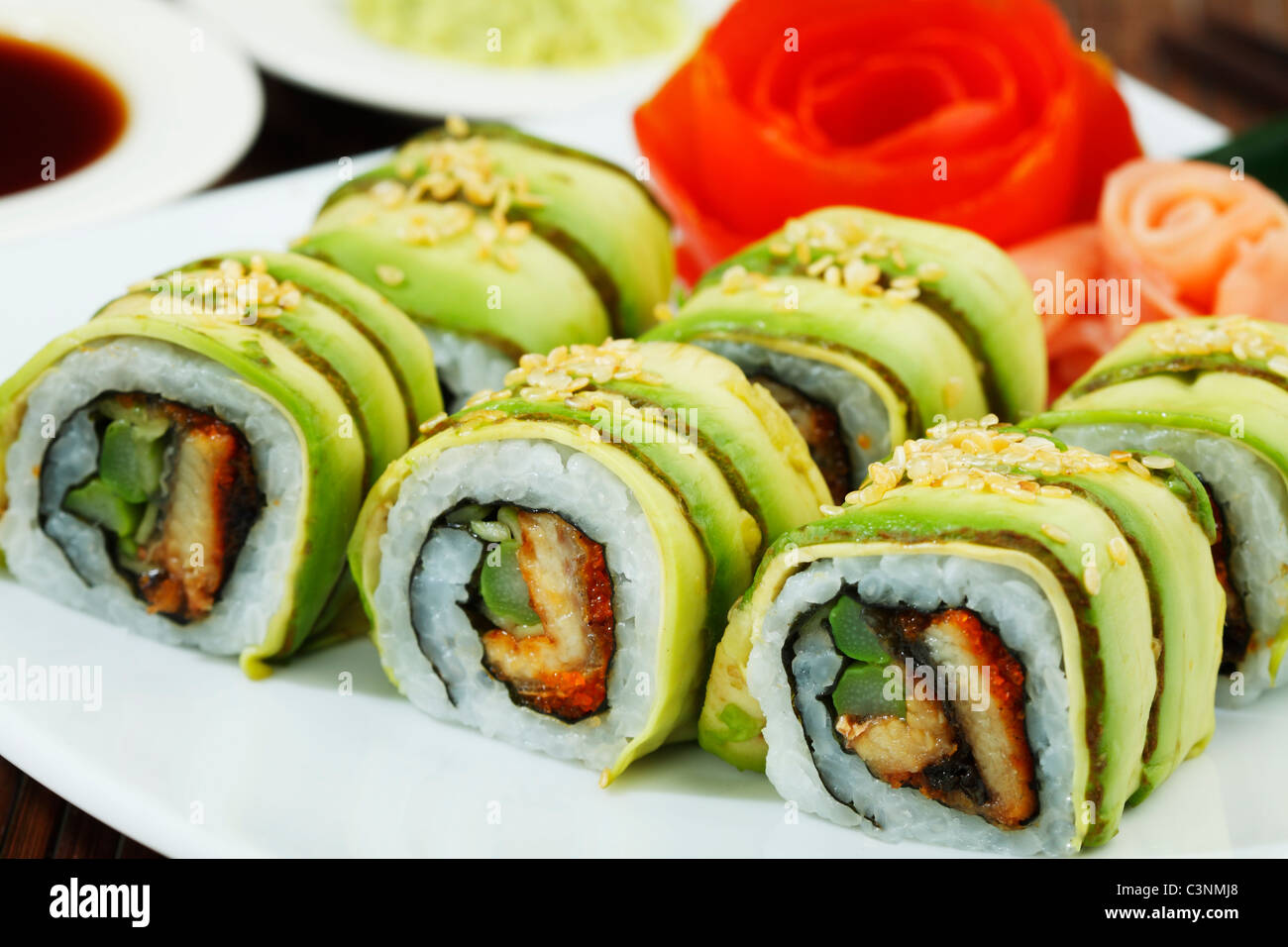 Sushi cuisine japonaise populaire Banque D'Images