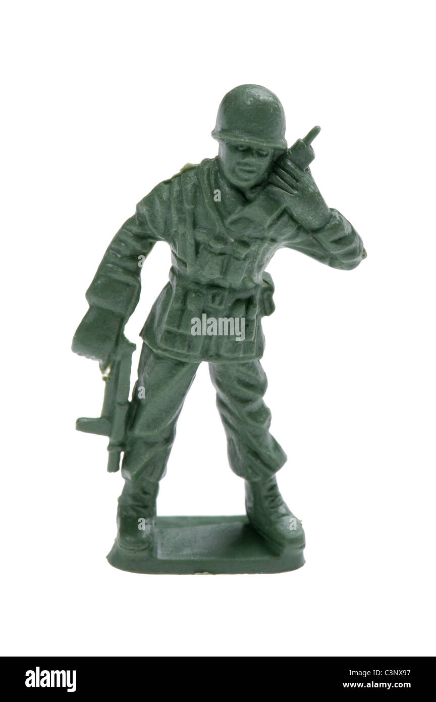 Sur l'objet en plastique blanc - Petits soldats close up Banque D'Images