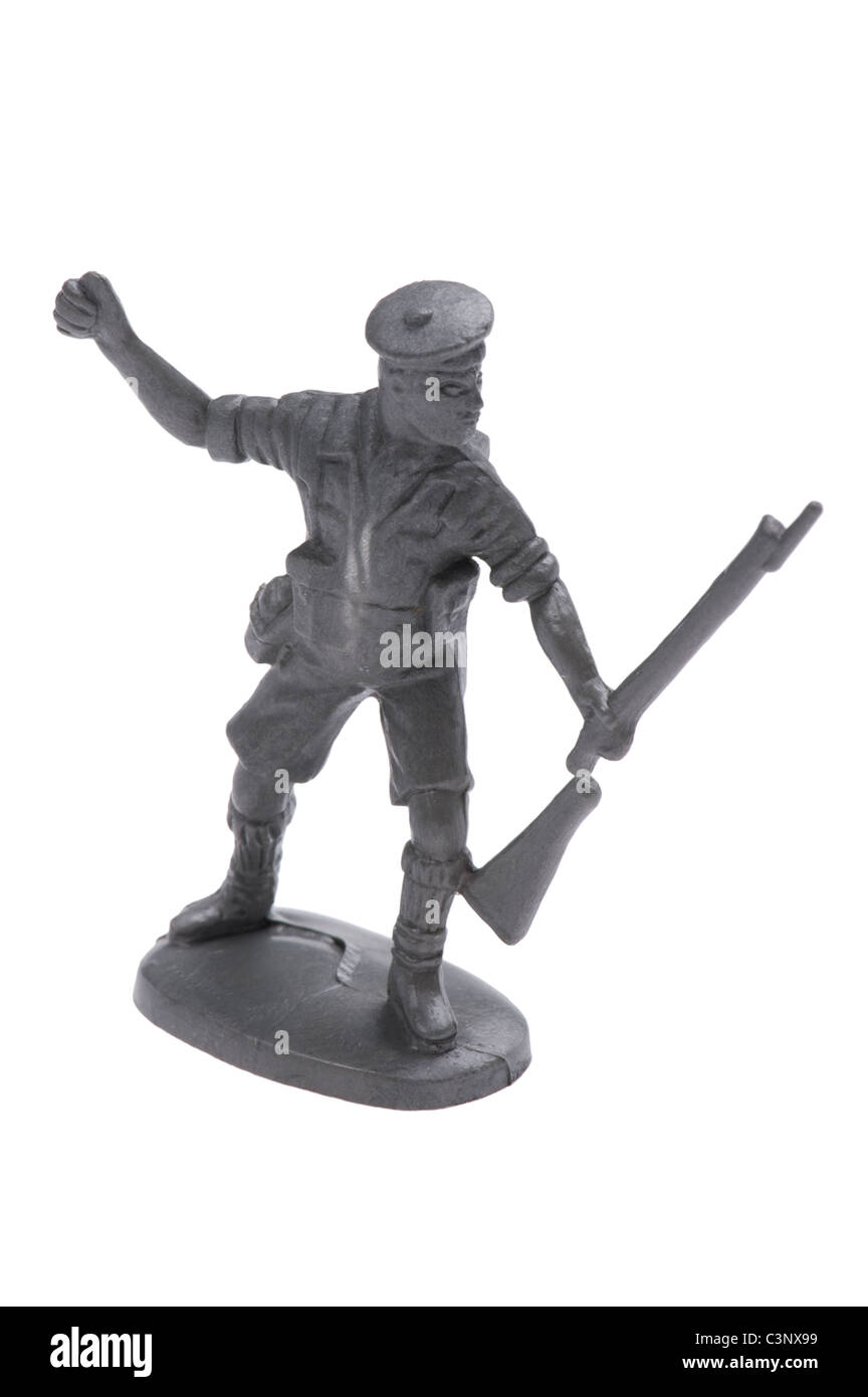 Sur l'objet en plastique blanc - Petits soldats close up Banque D'Images