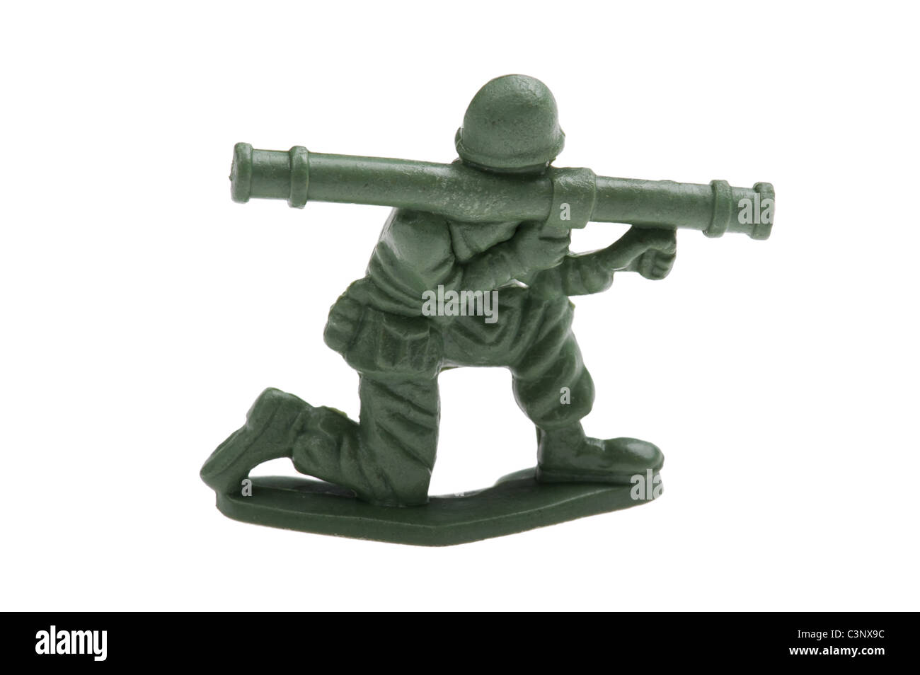 Sur l'objet en plastique blanc - Petits soldats close up Banque D'Images