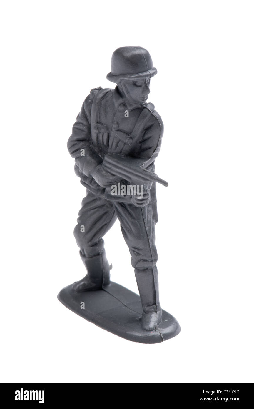 Sur l'objet en plastique blanc - Petits soldats close up Banque D'Images