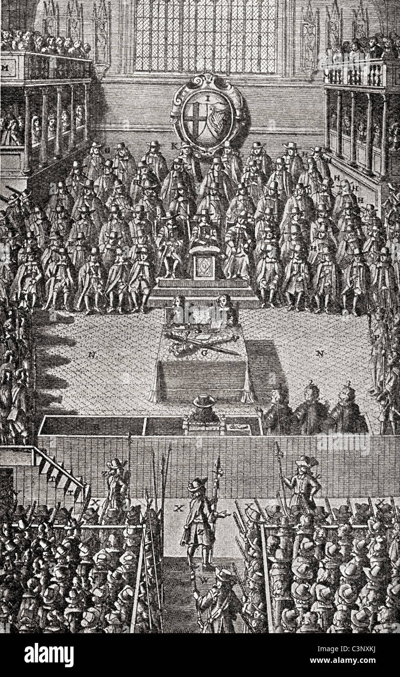 Procès de Charles I, le 4 janvier 1649. D'après John Nalson's 'Record du procès de Charles I, 1688' dans le British Museum Banque D'Images