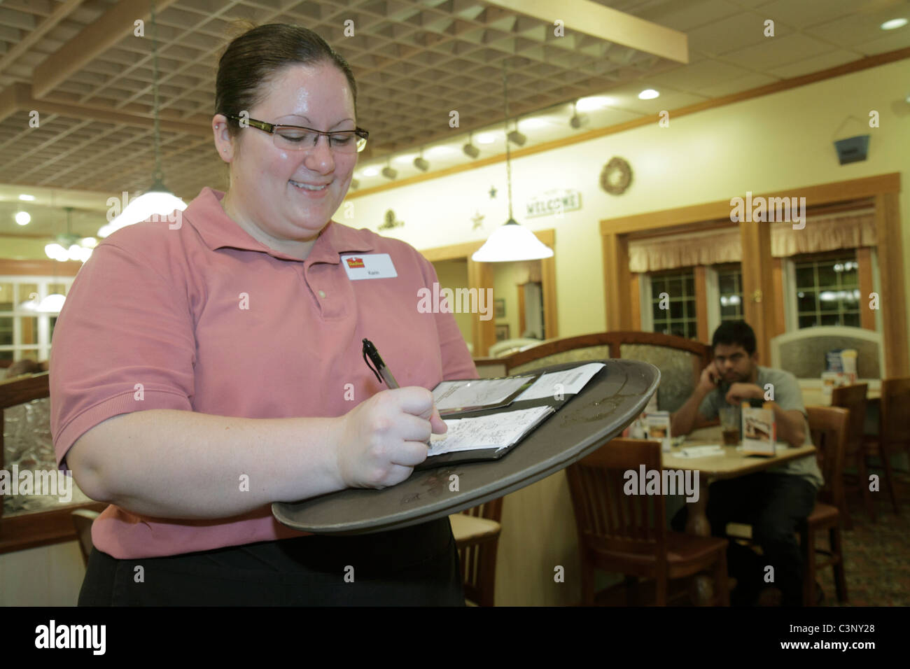 Tampa Florida, Temple Terrace, Bob Evans, restaurant restaurants repas manger dehors café cafés bistro, serveuse serveurs employés travaillent Banque D'Images