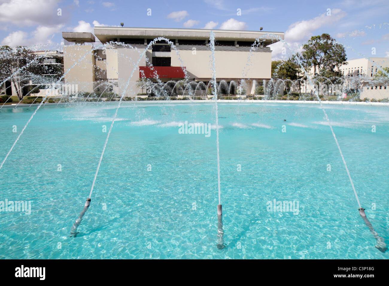 Lakeland Florida,Florida Southern College,Frank Lloyd Wright,architecture,architectural,design,influencé,bibliothèque,Water Dome,fontaine,Voyage des visiteurs Banque D'Images