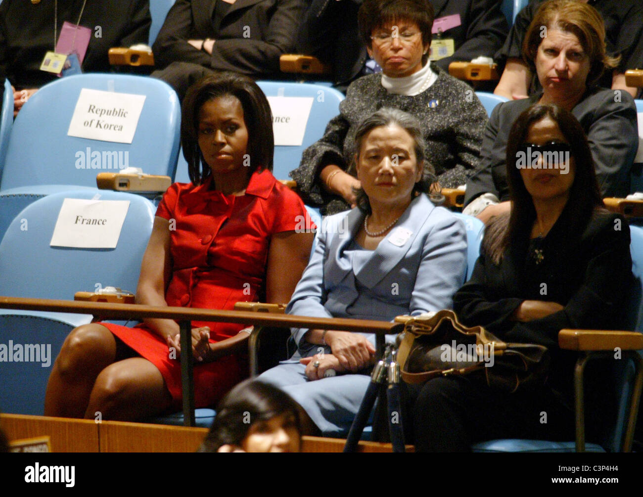 Première Dame Michelle Obama assiste à la 64e Assemblée générale au Siège des Nations Unies le 23 septembre 2009 à New York Banque D'Images