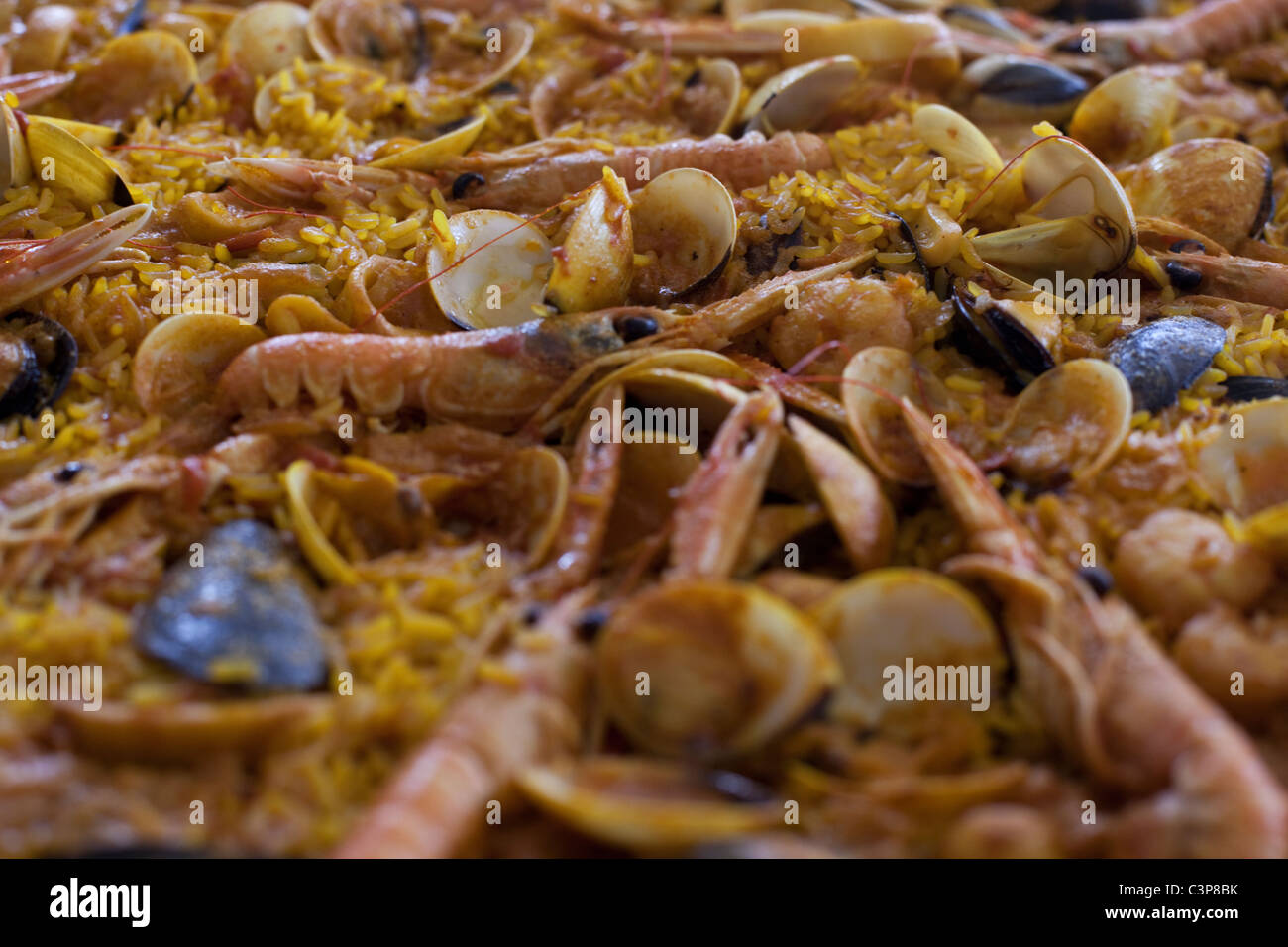 La Paella, une cuisine typiquement espagnole à partir de la région de Valence. Banque D'Images