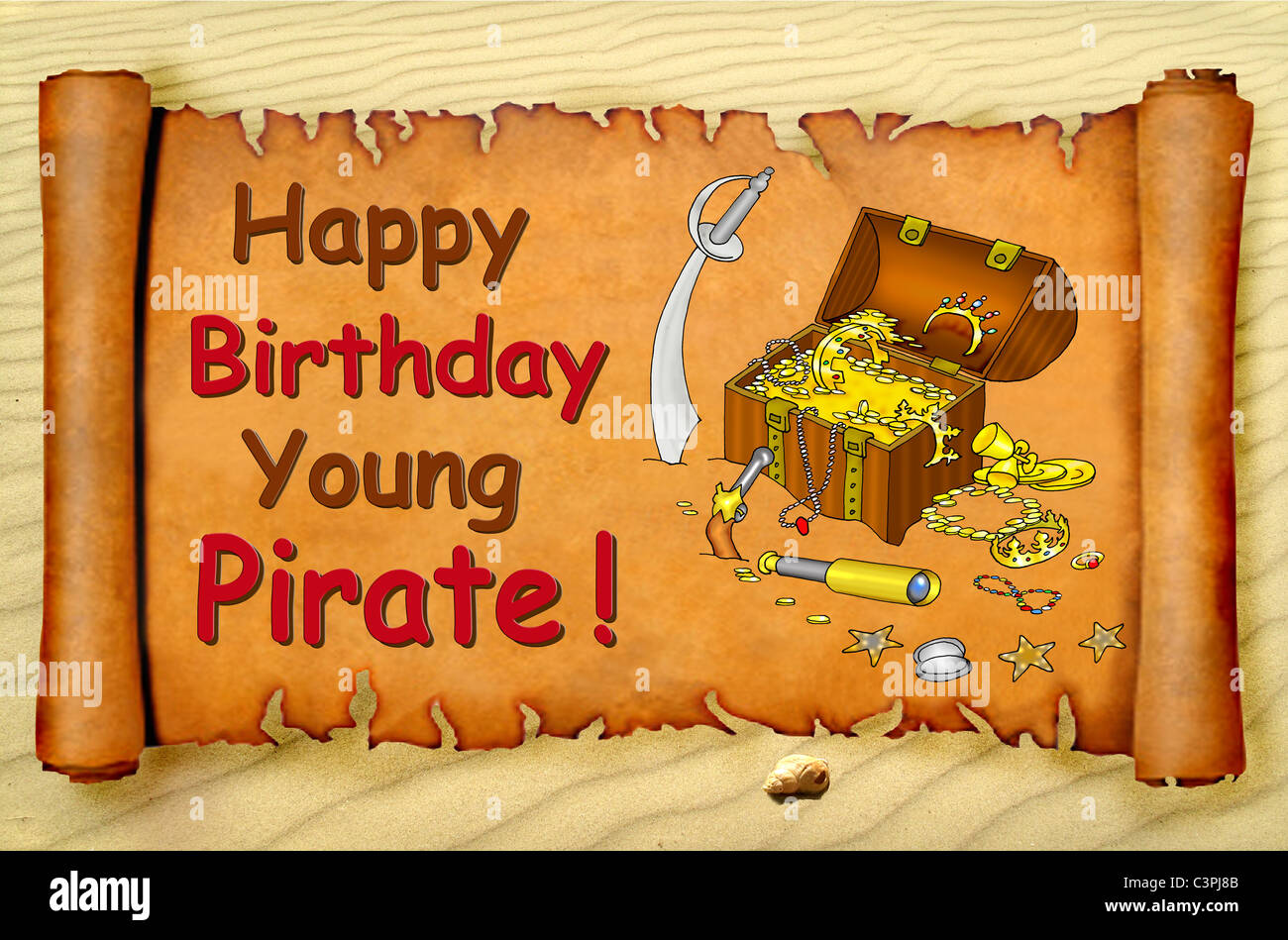 Joyeux Anniversaire Jeune Pirate Carte Avec Un Coffre Au Tresor Sur Un Parchemin Photo Stock Alamy Joyeux Anniversaire Jeune Pirate Carte Avec Un Coffre Au Tresor Sur Un Parchemin Photo Stock Alamy