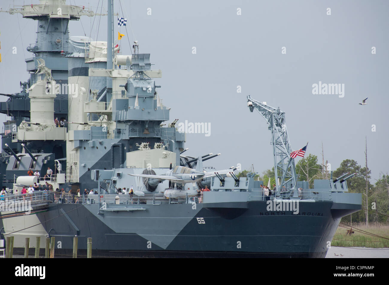 North Carolina, Wilmington. Le cuirassé USS North Carolina, nous le plus décoré de LA SECONDE GUERRE MONDIALE Le cuirassé. Banque D'Images