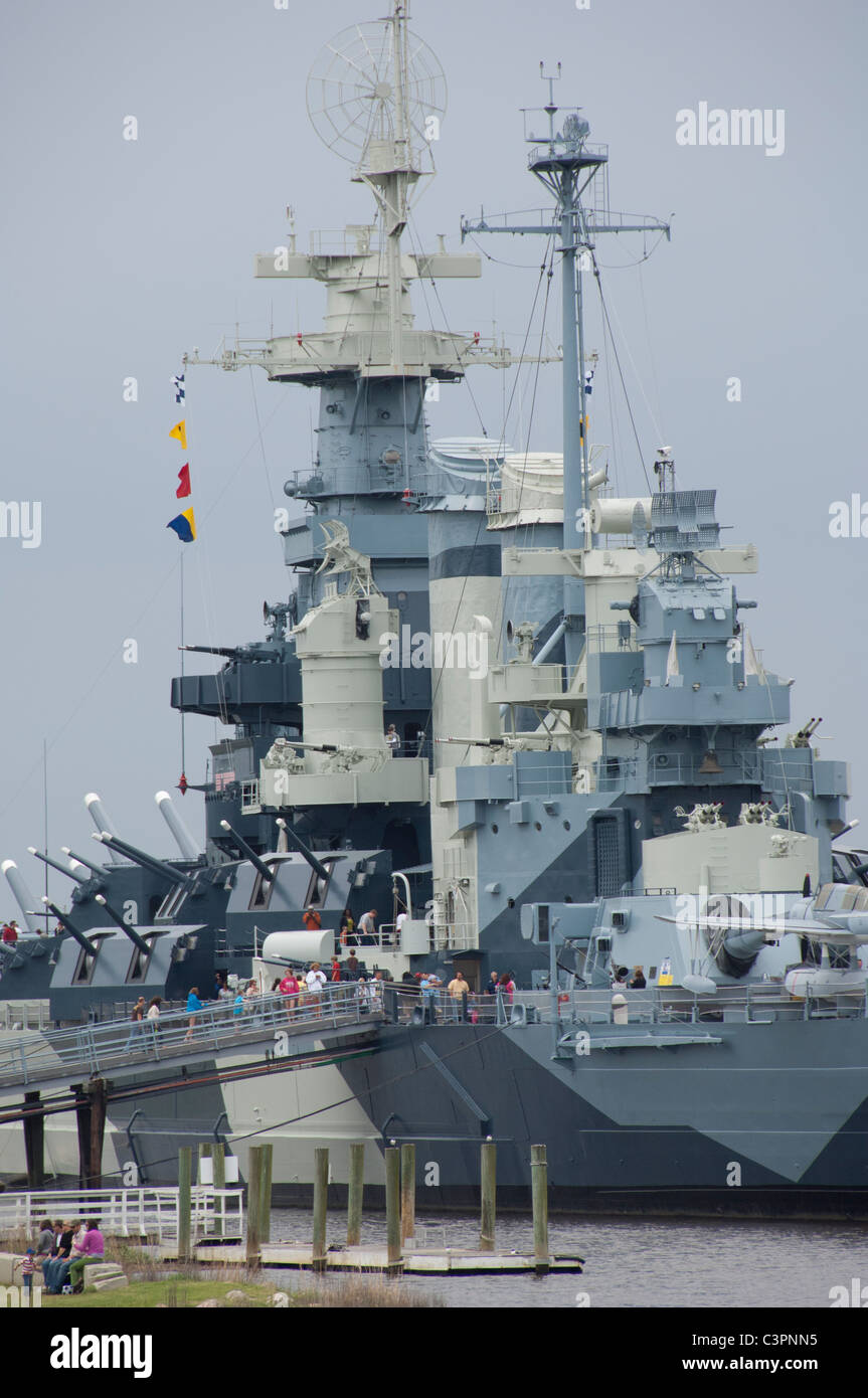 North Carolina, Wilmington. Le cuirassé USS North Carolina, nous le plus décoré de LA SECONDE GUERRE MONDIALE Le cuirassé. Banque D'Images