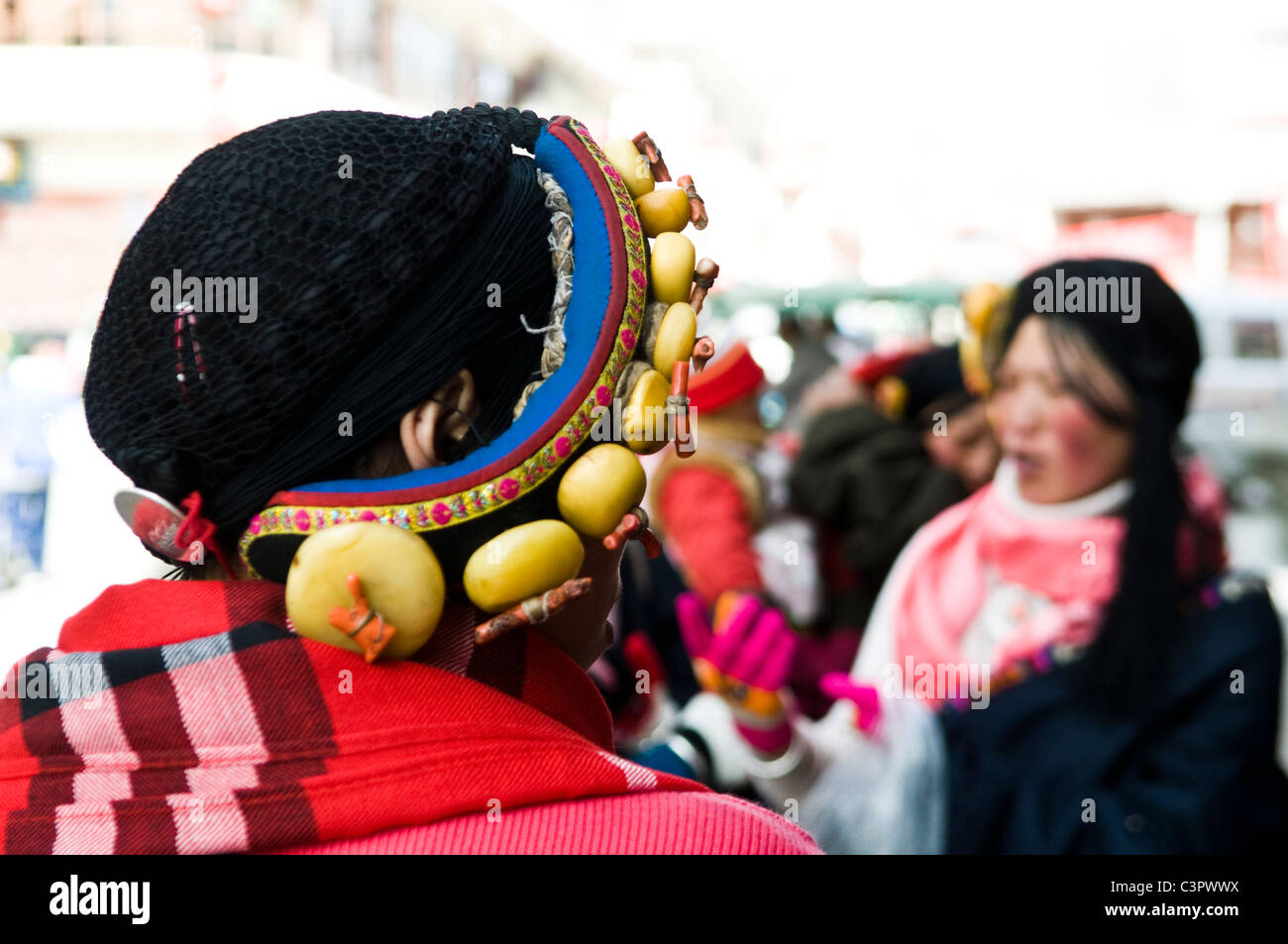 Les femmes tibétaines colorées dans l'Est du Tibet. Banque D'Images