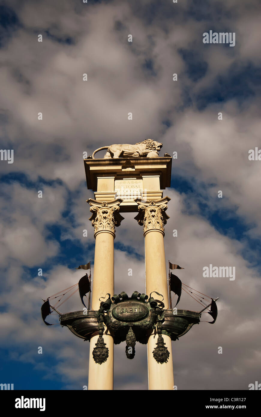 Monument de Christophe Colomb dans les jardins de Murillo, jardins publics à Séville Banque D'Images