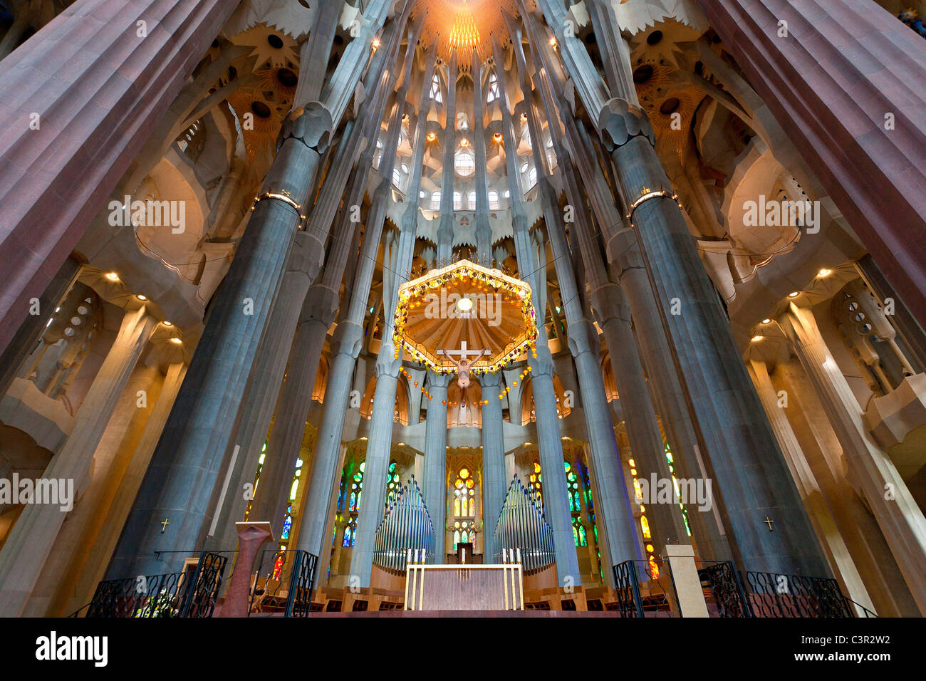 Espagne, Catalogne, Barcelone, Sagrada Familia de l'architecte Antonio Gaudi inscrite au Patrimoine Mondial de l'UNESCO Banque D'Images