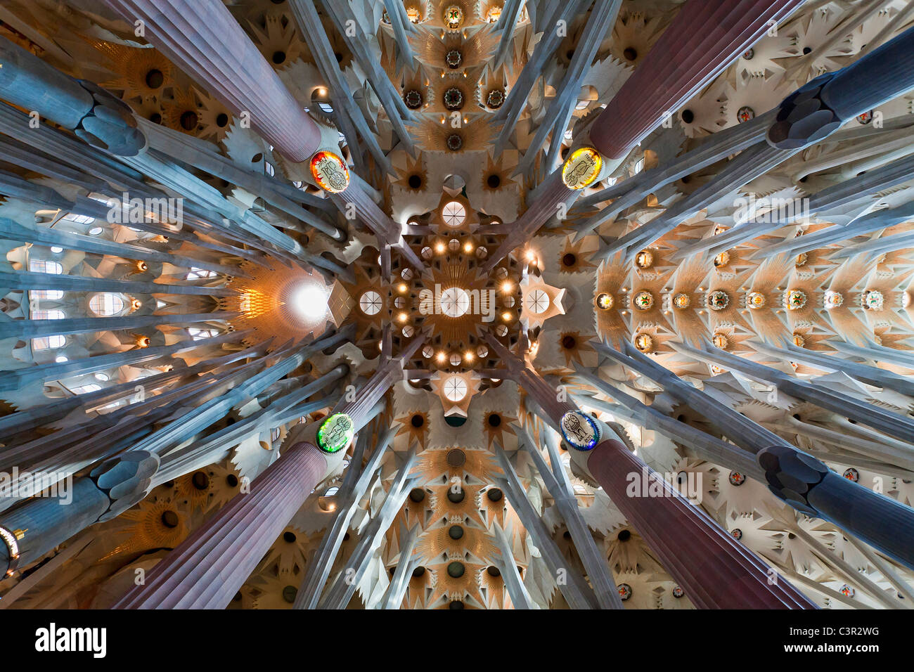 Espagne, Catalogne, Barcelone, Sagrada Familia de l'architecte Antonio Gaudi inscrite au Patrimoine Mondial de l'UNESCO Banque D'Images