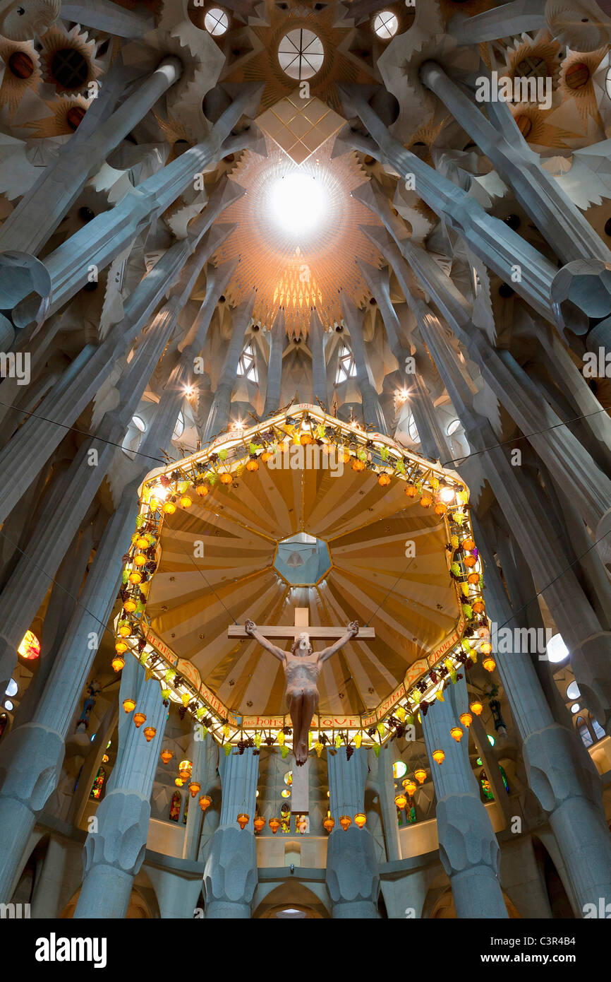 Espagne, Catalogne, Barcelone, Sagrada Familia de l'architecte Antonio Gaudi inscrite au Patrimoine Mondial de l'UNESCO Banque D'Images