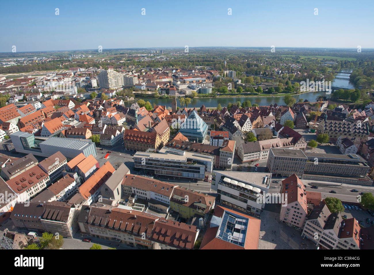Allemagne, Ulm, augmentation de la vue de la ville de ulmer münster church Banque D'Images
