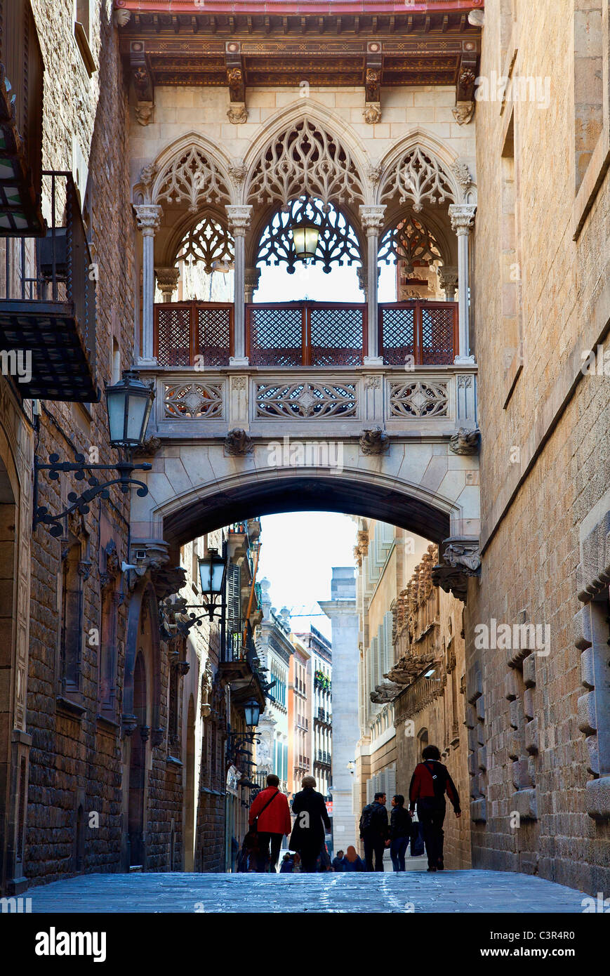 Barcelone, ruelle néo-gothique datant de 1928 Banque D'Images