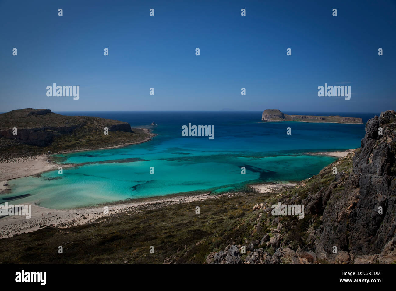 Balos Beach, sur la péninsule de Gramvousa, dans le nord-ouest de Crète, Grèce. Banque D'Images