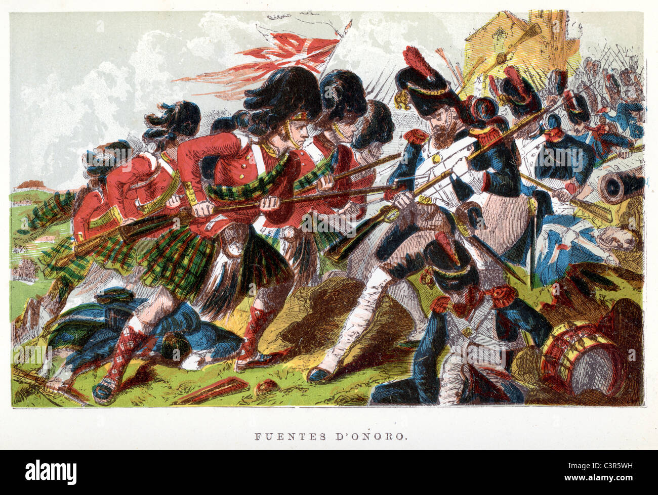 Bataille de Fuentes de Oñoro, les Britanniques de l'armée portugaise sous Wellington à l'encontre de l'armée française du Portugal Banque D'Images