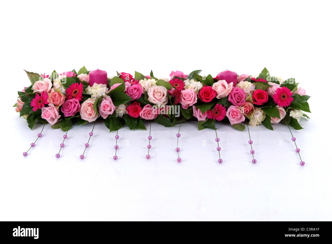 Des fleurs de mariage pour la table Banque D'Images