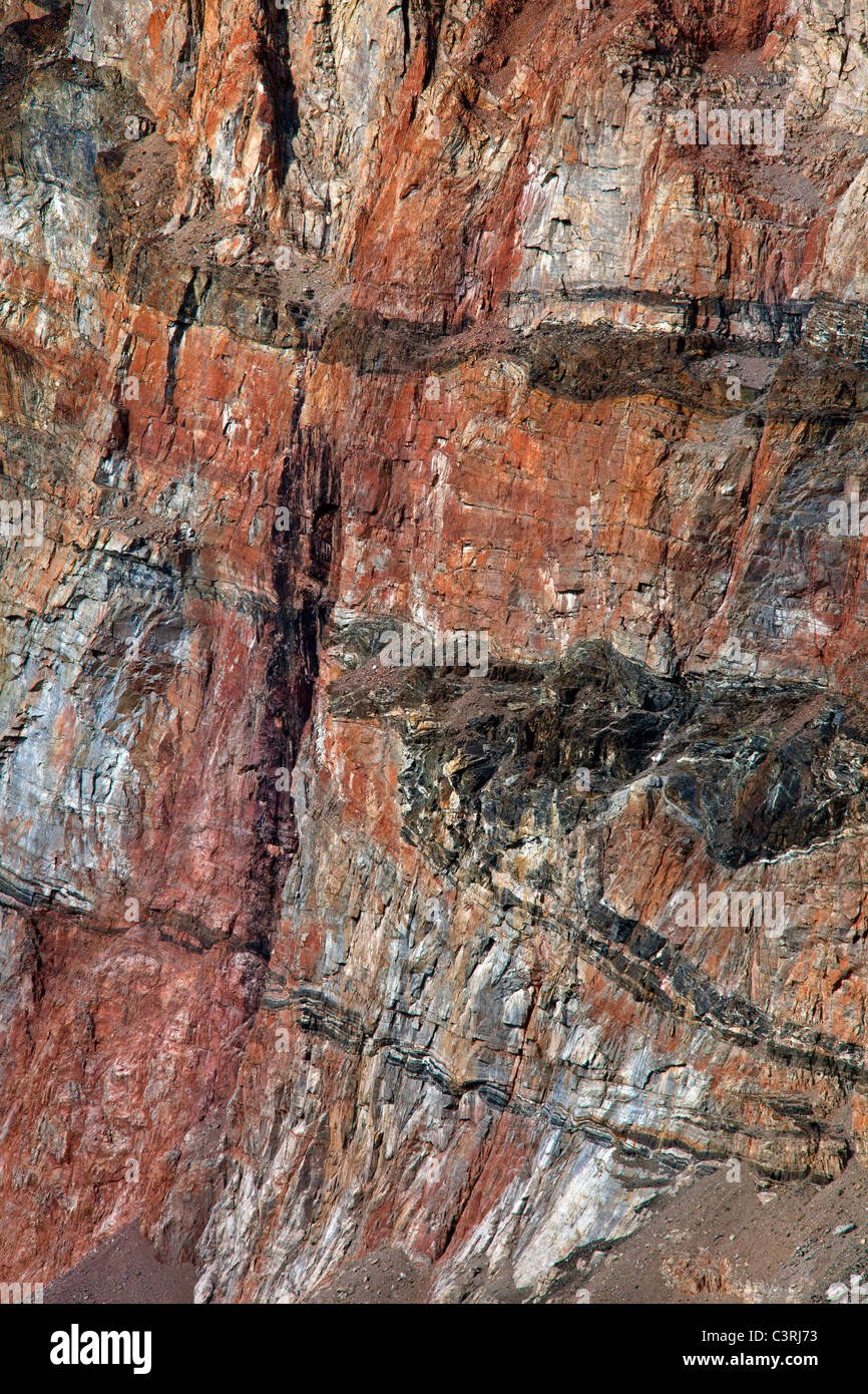 Détail de basalte, une roche volcanique trouvés sur la montagne du Cœur, Uummannaq, North-Greenland, Groenland Banque D'Images