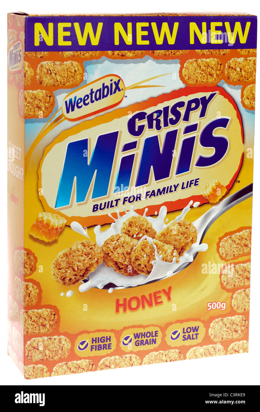 Boîte de 500 grammes de miel Weetabix nouvelles céréales petit déjeuner Crispy Minis Banque D'Images