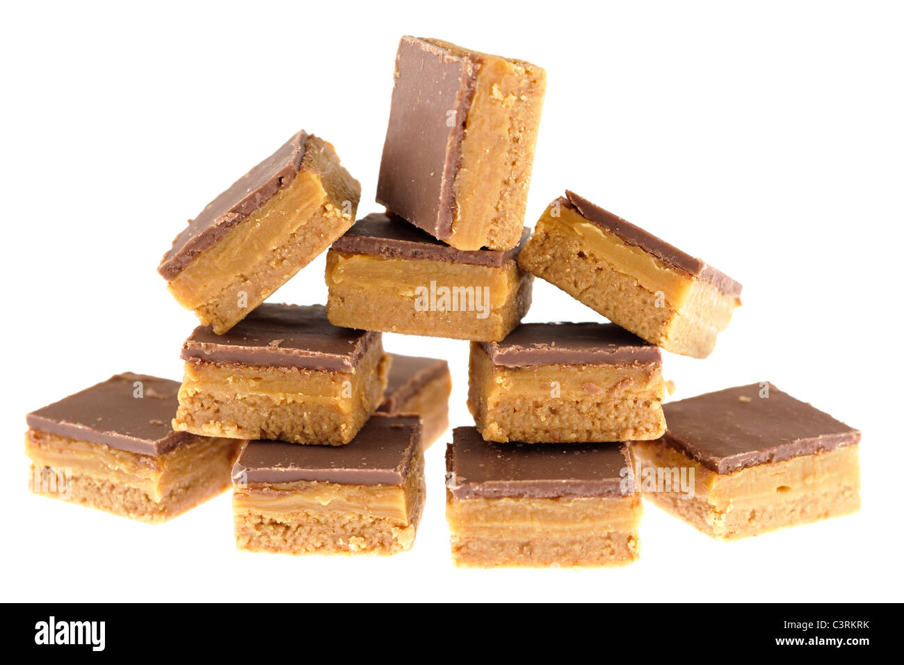 Pile de 11Mini-bouchées caramel gâteaux shortcake Banque D'Images