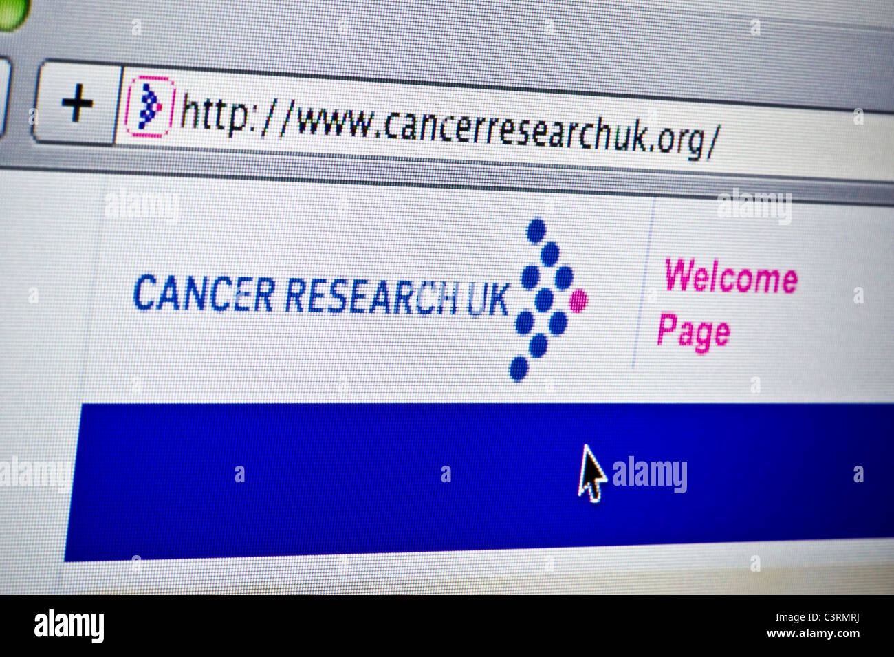 Close up de la Cancer Research UK logo tel que vu sur son site web. (Usage éditorial uniquement : -Print, télévision, e-book et le comité éditorial du site). Banque D'Images