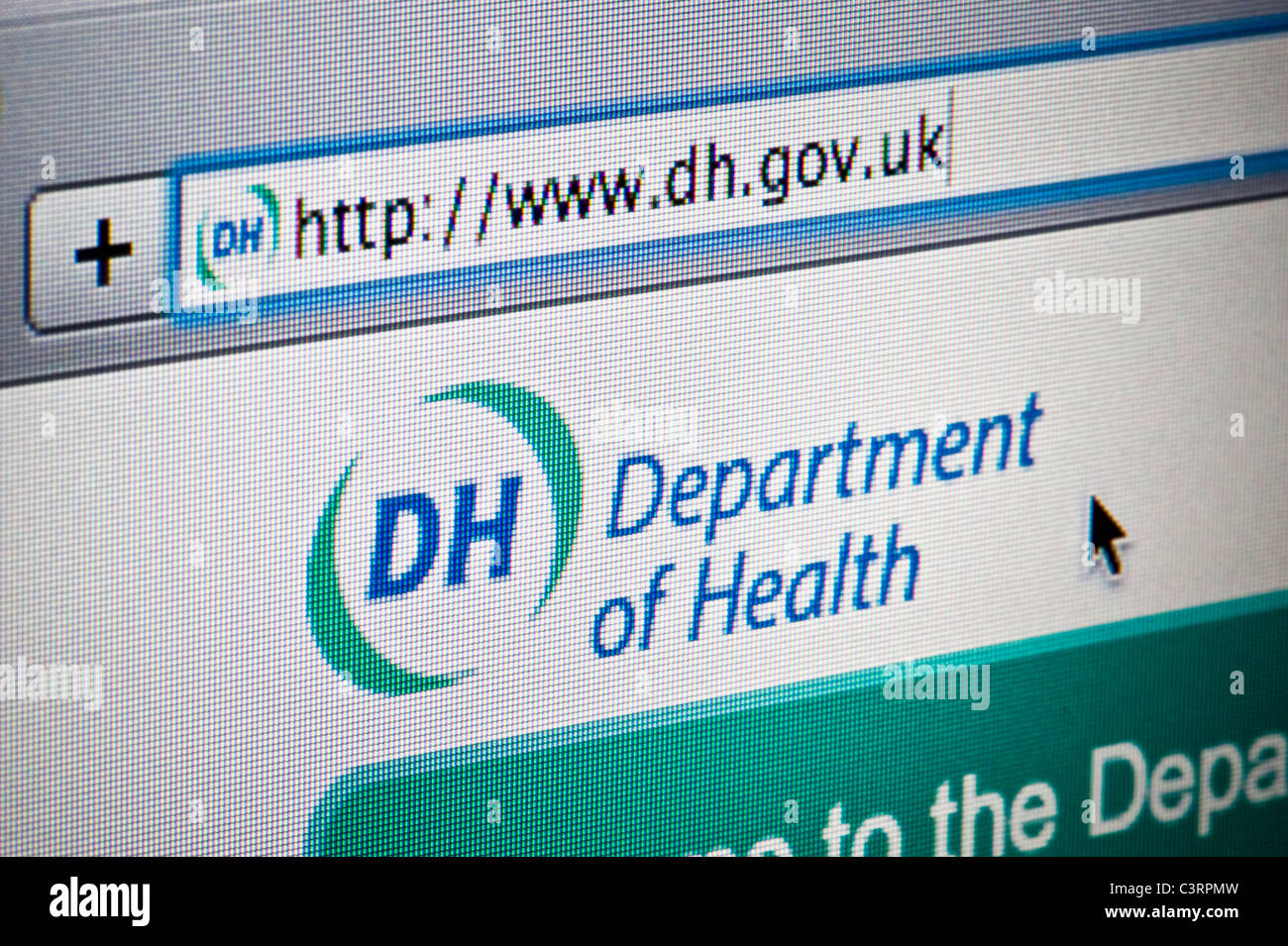 Gros plan du logo du Ministère de la santé comme vu sur son site web. (Usage éditorial uniquement : -Print, télévision, e-book et le comité éditorial du site) Banque D'Images