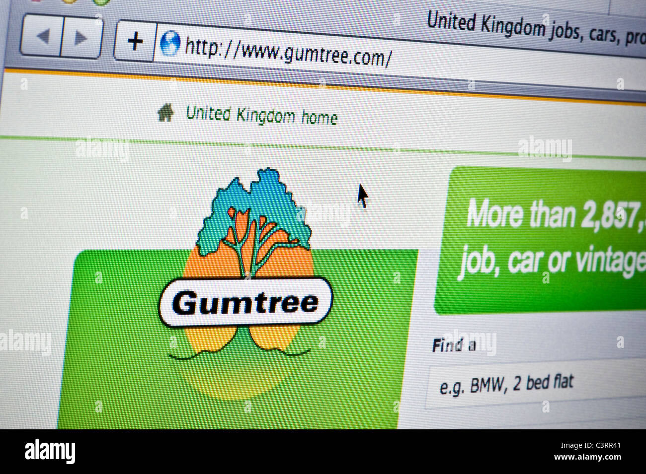 De près de l'logo Gumtree comme vu sur son site web. (Usage éditorial uniquement : -Print, télévision, e-book et le comité éditorial du site). Banque D'Images