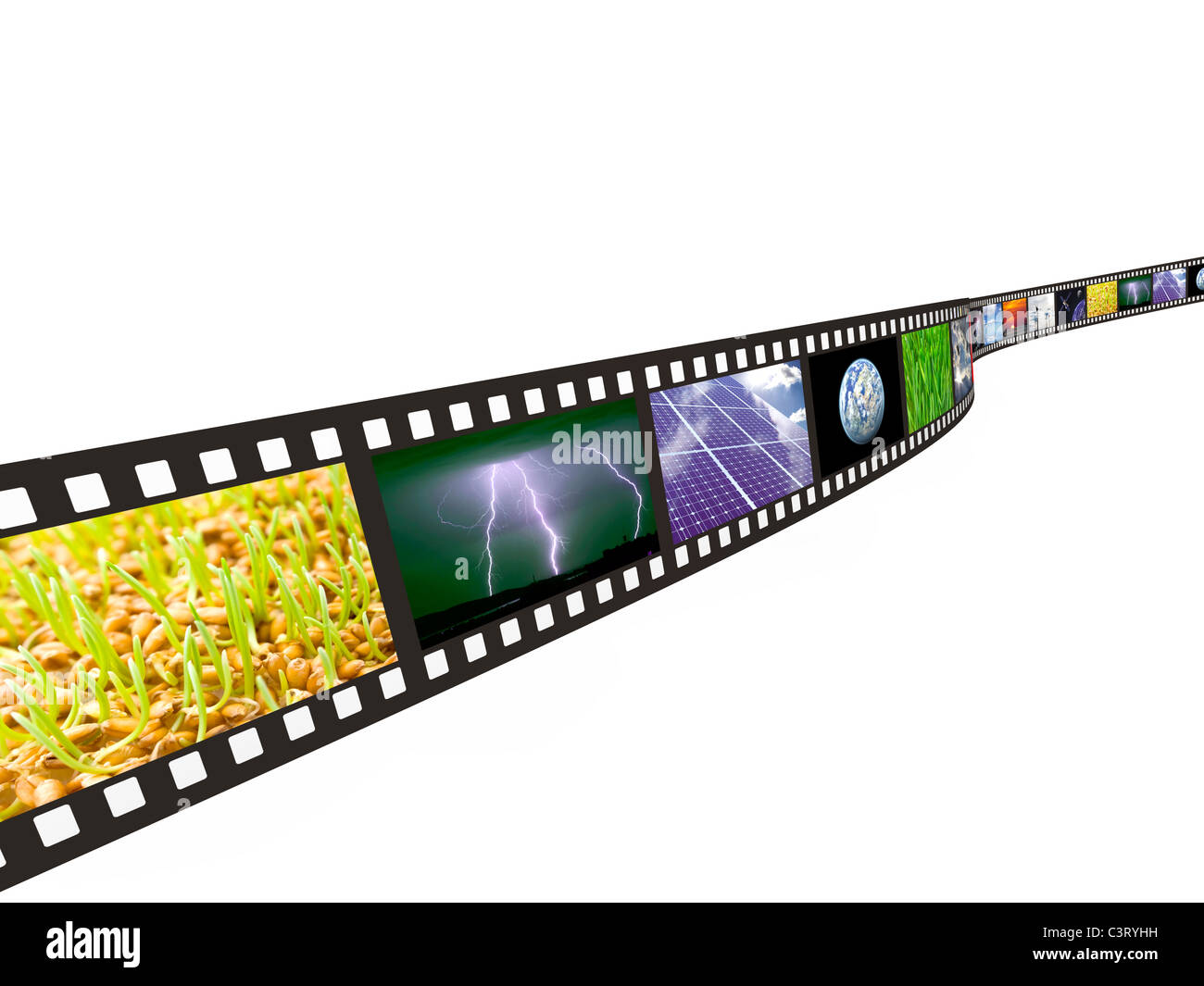 Film fixe avec la technologie, de l'énergie et l'environnement des images sur fond blanc Banque D'Images