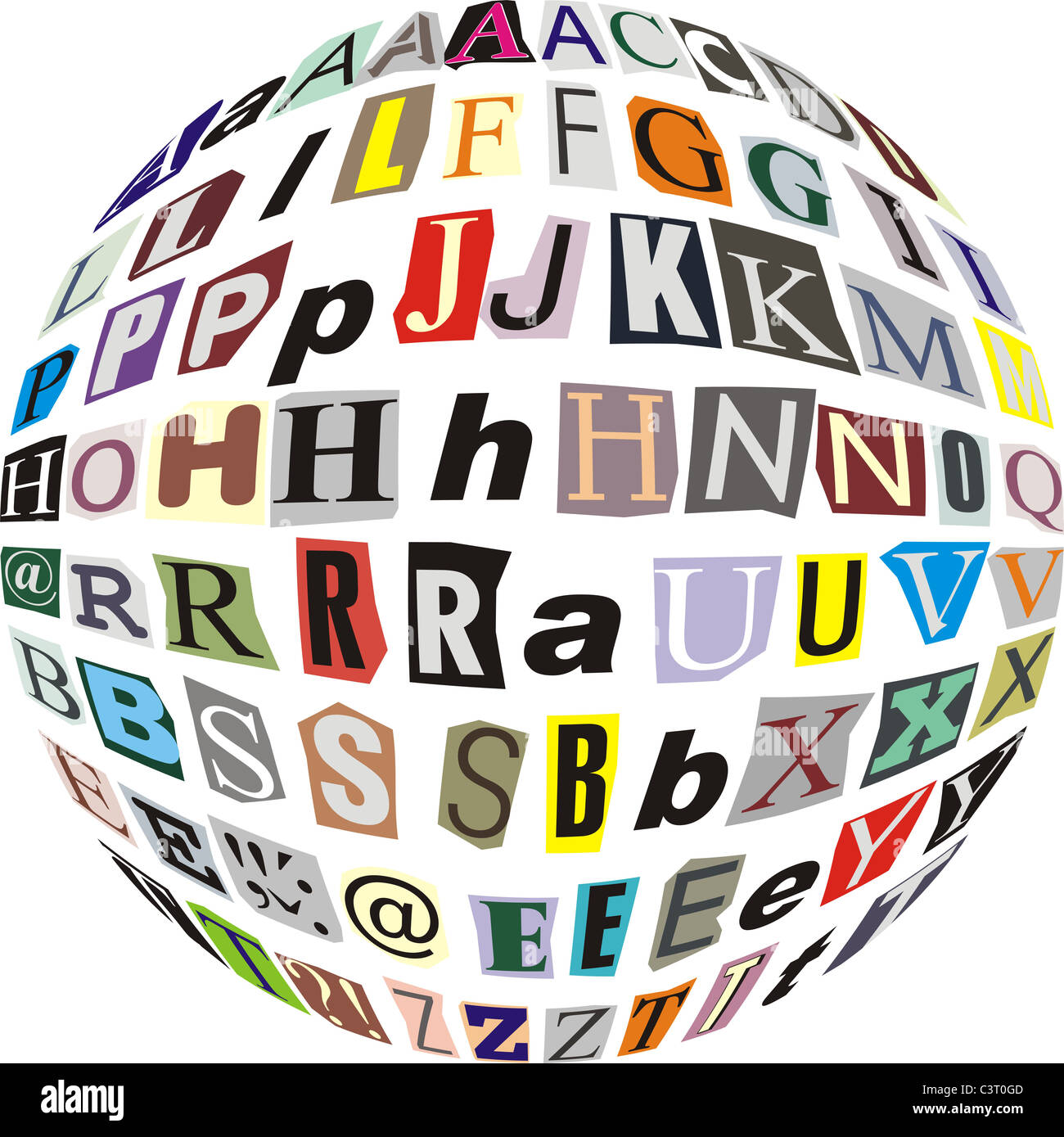 Lettres Alphabet apposée sur ball Banque D'Images