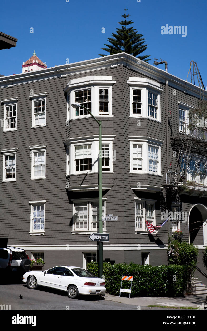 Bâtiment ancien à Nob Hill en jonction de rues agréables et Taylor, San Francisco Banque D'Images