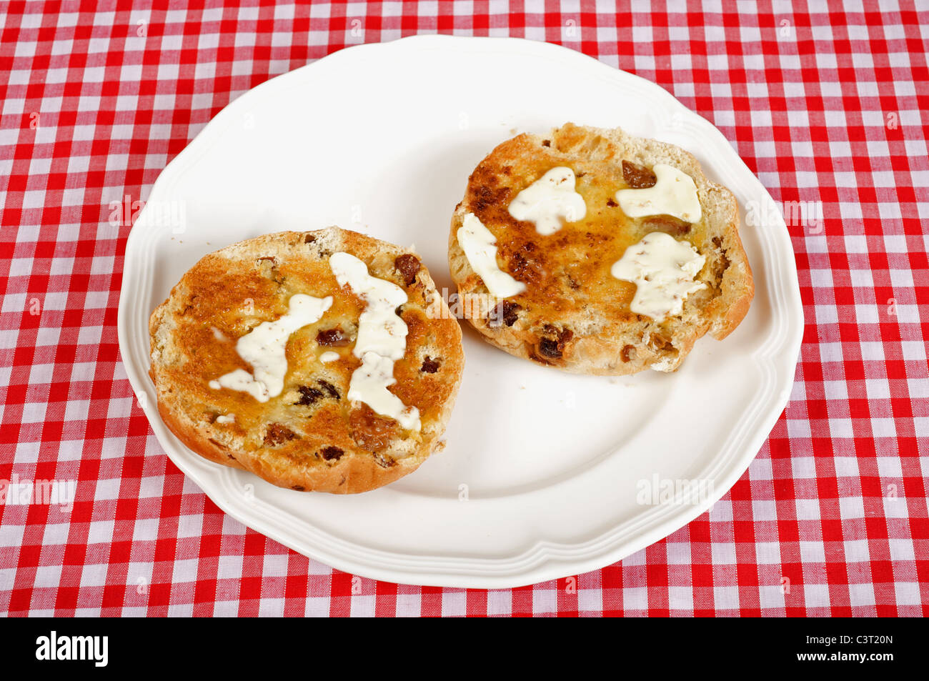 Teacakes beurré grillé Banque D'Images